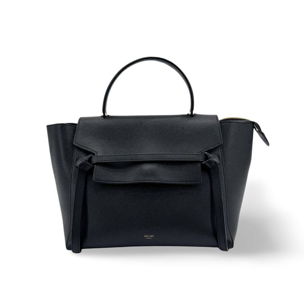 Celine Belt Calfskin Black Leather Handbag